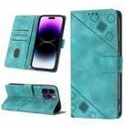 For iPhone 14 Pro Skin-feel Embossed Leather Phone Case(Green) - 1