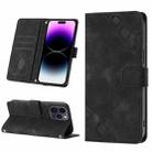 For iPhone 14 Pro Skin-feel Embossed Leather Phone Case(Black) - 1