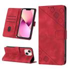 For iPhone 13 mini Skin-feel Embossed Leather Phone Case(Red) - 1