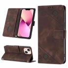 For iPhone 13 mini Skin-feel Embossed Leather Phone Case(Brown) - 1