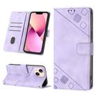 For iPhone 13 Skin-feel Embossed Leather Phone Case(Light Purple) - 1