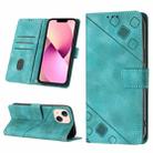 For iPhone 13 Skin-feel Embossed Leather Phone Case(Green) - 1