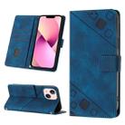 For iPhone 13 Skin-feel Embossed Leather Phone Case(Blue) - 1