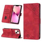 For iPhone 13 Skin-feel Embossed Leather Phone Case(Red) - 1