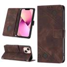 For iPhone 13 Skin-feel Embossed Leather Phone Case(Brown) - 1