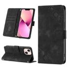 For iPhone 13 Skin-feel Embossed Leather Phone Case(Black) - 1