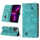 For iPhone 13 Pro Skin-feel Embossed Leather Phone Case(Green) - 1