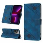 For iPhone 13 Pro Skin-feel Embossed Leather Phone Case(Blue) - 1