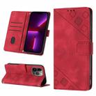 For iPhone 13 Pro Skin-feel Embossed Leather Phone Case(Red) - 1