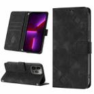 For iPhone 13 Pro Skin-feel Embossed Leather Phone Case(Black) - 1