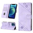 For iPhone 12 / 12 Pro Skin-feel Embossed Leather Phone Case(Light Purple) - 1