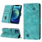 For iPhone 12 / 12 Pro Skin-feel Embossed Leather Phone Case(Green) - 1