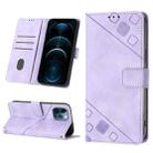For iPhone 12 Pro Max Skin-feel Embossed Leather Phone Case(Light Purple) - 1