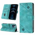 For iPhone 12 Pro Max Skin-feel Embossed Leather Phone Case(Green) - 1