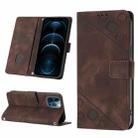 For iPhone 12 Pro Max Skin-feel Embossed Leather Phone Case(Brown) - 1