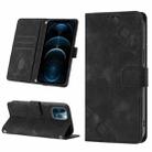 For iPhone 12 Pro Max Skin-feel Embossed Leather Phone Case(Black) - 1
