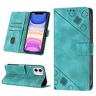 For iPhone 11 Skin-feel Embossed Leather Phone Case(Green) - 1