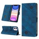 For iPhone 11 Skin-feel Embossed Leather Phone Case(Blue) - 1