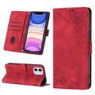 For iPhone 11 Skin-feel Embossed Leather Phone Case(Red) - 1