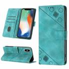 For iPhone X / XS Skin-feel Embossed Leather Phone Case(Green) - 1