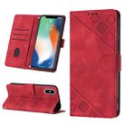 For iPhone X / XS Skin-feel Embossed Leather Phone Case(Red) - 1