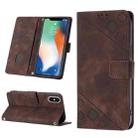For iPhone X / XS Skin-feel Embossed Leather Phone Case(Brown) - 1