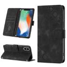 For iPhone X / XS Skin-feel Embossed Leather Phone Case(Black) - 1