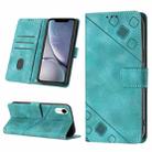 For iPhone XR Skin-feel Embossed Leather Phone Case(Green) - 1