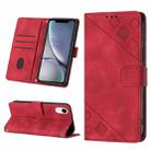 For iPhone XR Skin-feel Embossed Leather Phone Case(Red) - 1