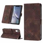 For iPhone XR Skin-feel Embossed Leather Phone Case(Brown) - 1