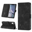 For iPhone XR Skin-feel Embossed Leather Phone Case(Black) - 1