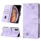 For iPhone XS Max Skin-feel Embossed Leather Phone Case(Light Purple) - 1