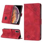 For iPhone XS Max Skin-feel Embossed Leather Phone Case(Red) - 1