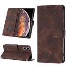 For iPhone XS Max Skin-feel Embossed Leather Phone Case(Brown) - 1