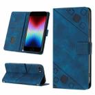 For iPhone SE 2022 / 2020 / 7 / 8 Skin-feel Embossed Leather Phone Case(Blue) - 1