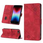 For iPhone SE 2022 / 2020 / 7 / 8 Skin-feel Embossed Leather Phone Case(Red) - 1