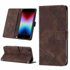 For iPhone SE 2022 / 2020 / 7 / 8 Skin-feel Embossed Leather Phone Case(Brown) - 1