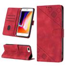 For iPhone 7 Plus / 8 Plus / 6 Plus Skin-feel Embossed Leather Phone Case(Red) - 1