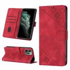 For iPhone 11 Pro Skin-feel Embossed Leather Phone Case(Red) - 1