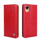 For OPPO A17k Non-Magnetic Retro Texture Leather Phone Case(Red) - 1