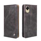 For OPPO A17k Non-Magnetic Retro Texture Leather Phone Case(Grey) - 1