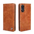 For OPPO Reno8 T 4G Non-Magnetic Retro Texture Leather Phone Case(Brown) - 1