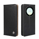 For Honor X9a 5G Non-Magnetic Retro Texture Leather Phone Case(Black) - 1