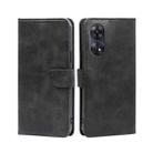 For OPPO Reno8 T 4G Calf Texture Buckle Flip Leather Phone Case(Black) - 1