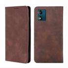 For Motorola Moto E13 4G Skin Feel Magnetic Horizontal Flip Leather Phone Case(Dark Brown) - 1