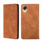 For OPPO A17k Skin Feel Magnetic Horizontal Flip Leather Phone Case(Light Brown) - 1