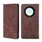 For Honor X9a 5G Skin Feel Magnetic Horizontal Flip Leather Phone Case(Dark Brown) - 1