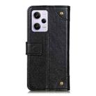  For Xiaomi Poco X5 Pro 5G / Redmi Note 12 Pro 5G Copper Buckle Nappa Texture Flip Leather Phone Case(Black) - 3