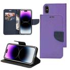 For iPhone 14 Mercury Contrast Color Splicing Leather Phone Case(Purple) - 1