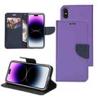 For iPhone 14 Plus Mercury Contrast Color Splicing Leather Phone Case(Purple) - 1